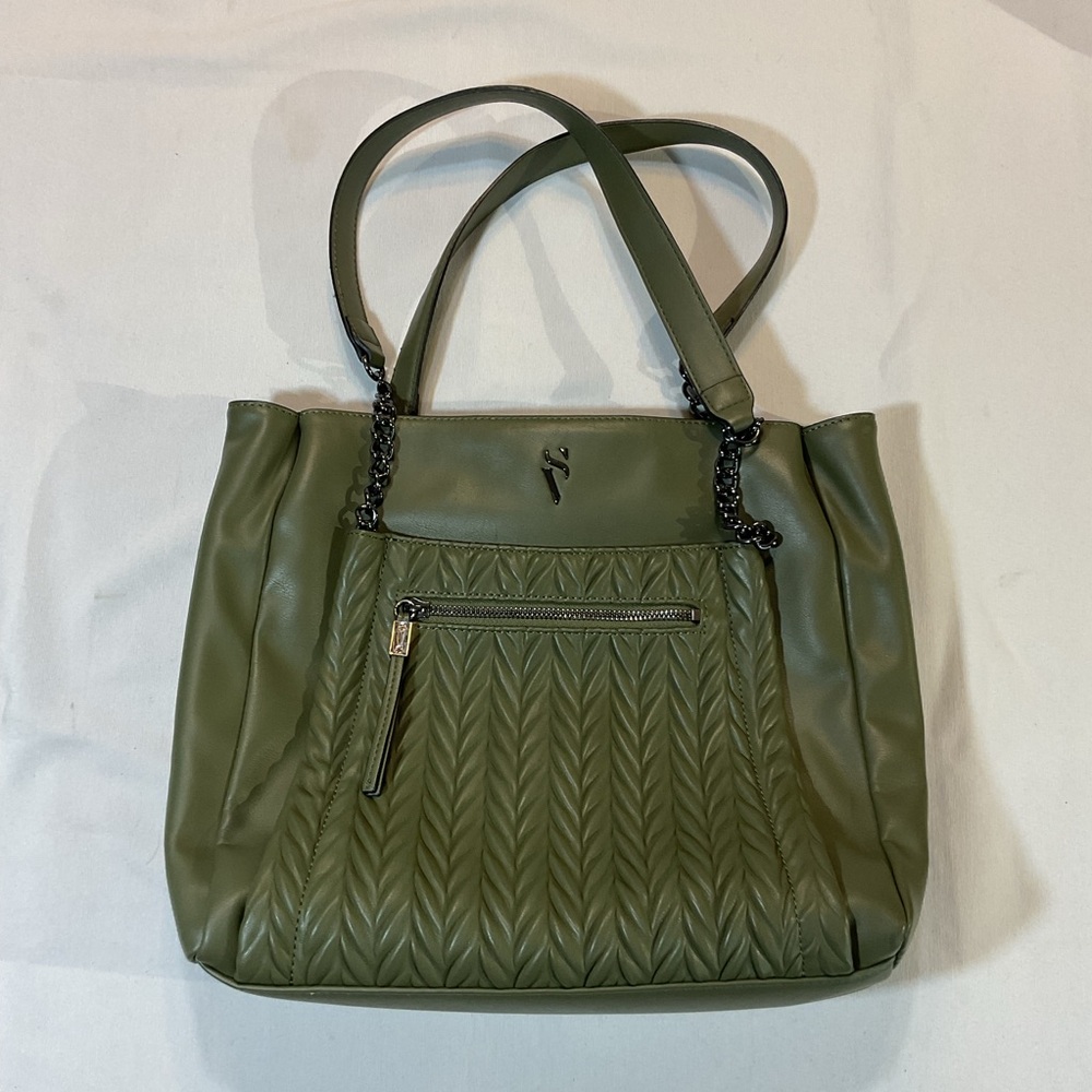 Simply Vera Vera Wang Green Chevron Shoulder Bag with New Matching Wallet